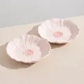 Lot de 2 assiettes à soupe en céramique rose mat, vaisselle élégante de 8 pouces pour cuisine. - Assiette à Soupe 8 Pouces - Fleur Rose Mate - Paquet de 2