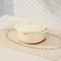 Bol à nouilles instantanées en céramique crème avec couvercle double oreille 950ml - Bol à Double Oreille de 6 Pouces avec Couvercle / Jaune lait