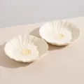 Assiette à soupe en céramique mate 8 pouces lot de 2, vaisselle florale élégante pour cuisine. - Assiette à Soupe 8 Pouces - Fleur Jaune Mate - Paquet de 2