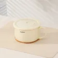 Bol à nouilles instantanées en céramique avec couvercle et poignée crème vaisselle - Bol à Poignée de 5.25 Pouces avec Couvercle / Jaune lait
