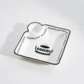 Witte keramische dumplingschaal van 7,5 inch verdeeld serveerbord met sausvak voor tafel. - Dumplingborden 7,5 inch