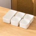 Weißes Keramik Schüssel Set, quadratische und rechteckige Porzellanschalen für Küche, 5 Stk. - Quadratische und Rechteckige Schüssel 2er-Set / Transparente Glasur