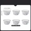 Set di 6 ciotole per riso in ceramica da 4,75 pollici con elegante motivo floreale. - Ciotola da 4.75 Pollici - 6 Pezzi