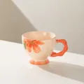 Ceramic coffee mug with artistic painted flower pattern, large capacity 540ml and cute handle. - Hand-Painted Pink
