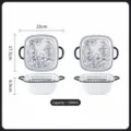 Set di ciotole quadrate in ceramica con doppia orecchia, stoviglie floreali eleganti da 9 pollici. - Ciotola Quadrata a Doppi Orecchi Xinpei da 9 Pollici - Set da 2