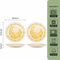 Ensemble de 2 assiettes plates en céramique à bord volanté de 10 pouces avec motif de colza. - Assiette Plate 10 Pouces Glaçure Blanc Lait Fleur de Colza Paquet de 2