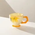 Ceramic mug with hand-painted yellow flower, twisted handle and 540ml capacity var. - Hand-Painted Yellow