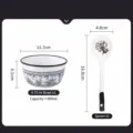 Set ciotola di riso in ceramica da 4,75 pollici e cucchiaio con elegante motivo floreale. - Ciotola da 4.75 Pollici + Cucchiaio - 1 Pezzo