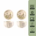 Lot de 6 bols en céramique lotus de 4 pouces, motif floral sous glaçure, compatible four. - 4 Pouces Lot de 6 Pièces / Glaçure Blanc Lait Petite Orchidée