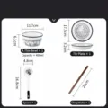 Set di stoviglie in ceramica con ciotole di riso, piatti, cucchiaio e bacchette di legno. - Set da 4 Pezzi Sky Garden