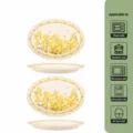 Lot de 2 assiettes à poisson ovales en céramique de 12 pouces avec motif de colza. - Plat à Poisson 12 Pouces Glaçure Blanc Lait Fleur de Colza Paquet de 2