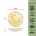 Assiette plate en céramique de 8 pouces avec motif de fleurs de colza, compatible four. - Assiette Plate 8 Pouces Glaçure Blanc Lait Fleur de Colza