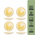 Assiettes plates en ceramique 8 pouces lot de 4 fleurs jaunes vaisselle de cuisine - Assiette Plate 8 Pouces Glaçure Blanc Lait Fleur de Colza Paquet de 4