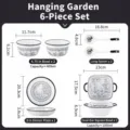 Set stoviglie in ceramica 6 pezzi, ciotola piatto cucchiaio guida alle taglie cucina - Set da 6 Pezzi Sky Garden
