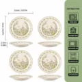 Lot de 4 assiettes en céramique festonnées de 8 pouces, vaisselle florale japonaise. - Assiette Plate 8 Pouces Lot de 4 Pièces / Glaçure Blanc Lait Petite Orchidée