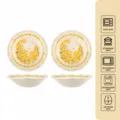 Set de 2 Assiettes Creuses en Céramique à Volants de 8 Pouces, Élégant Motif Floral Jaune - Assiette Creuse 8 Pouces Glaçure Blanc Lait Fleur de Colza Paquet de 2