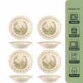 Set de 4 assiettes creuses en céramique sous glaçure, 8.2 pouces vaisselle florale de cuisine. - Assiettes creuses 8 pouces - Lot de 4 / Glaçure Blanc Lait Petite Orchidée