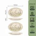 Ensemble de plats à poisson en céramique de 12 pouces plat ovale floral vaisselle - Plat à Poisson 12 Pouces Lot de 2 Pièces / Glaçure Blanc Lait Petite Orchidée