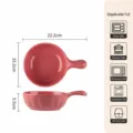 Bol en céramique rose crème avec poignée 6 pouces, bol de cuisson et soupe esthétique. - Bol à Poignée Lotus 6 Pouces - Rose Framboise - 1 Pièce