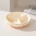 Assiette divisée en céramique japonaise à 3 compartiments, vaisselle florale, plat de 7,6 pouces. - Glaçure Blanc Lait Fleurs en Éclosion