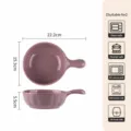 Bol en céramique de 6 pouces avec poignée en violet crème, idéal pour salades et fours. - Bol à Poignée Lotus 6 Pouces - Violet Taro - 1 Pièce