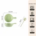 Bol en céramique avec poignée et cuillère vert crème 6 pouces compatible micro-ondes vaisselle. - Vert Crème [Bol avec Poignée 6 Pouces + Cuillère] 1 Pièce Chacun