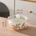 6-inch ceramic instant noodle bowl with lid, elegant pomegranate flower pattern, porcelain. - 6-Inch Round Instant Noodle Bowl with Lid (1 Pack) / Pomegranate Flower