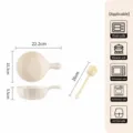 Ensemble bol a poignee et cuillere en ceramique, blanc creme 6 pouces, bol de cuisson avec cuillere. - Blanc Crème Clair [Bol avec Poignée 6 Pouces + Cuillère] 1 Pièce Chacun
