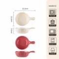 Bol en céramique avec poignée, 6 pouces blanc crème rose bols à soupe cuisine. Lot de 2 - Bol à Poignée Lotus 6 Pouces [Blanc Crème Clair + Rose Framboise] 1 Pièce Chacun