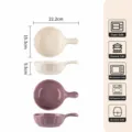 Lot de 2 bols en céramique de 6 pouces avec poignée, blanc crème et violet, allant au four. - Bol à Poignée Lotus 6 Pouces [Blanc Crème Clair + Violet Taro] 1 Pièce Chacun