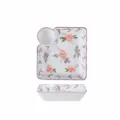 Keramisch knoedelbord met sausvak en bloemenpatroon keukengerei, 7.5 inch tafelgerei - 7,5-inch knoedelbord - Wan Zi Qian Hong