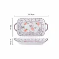 12 Inch Keramische Rechthoekige Schaal met Dubbele Handgrepen Bloemenpatroon Servies - 12-Inch rechthoekige schaal met handgrepen - Veelkleurige bloemen