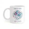 Détail de tasse à café en céramique blanche avec imprimé graphique chat et poignée. - 301-400ml / Style 11