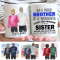 Custom ceramic coffee mug with personalized brother and sister cartoon back design for gift. - Style 12