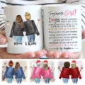 Personalized mother daughter ceramic coffee mug custom text DIY gift for office use. - Style 19