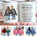 Customized ceramic coffee mug with personalized illustrations and heartfelt cousin messages. - Style 24