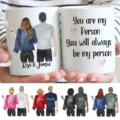 Custom couple coffee mug detail view showcasing personalized ceramic mug designs and custom text. - Style 28