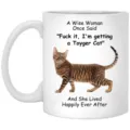 Detalle de taza de café de cerámica blanca, impresión de frase de gato divertida - Estilo 3 (Gato Tigre)