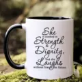 Keramik Kaffeetasse mit inspirierendem Spruch, schwarz-weisses Design fuer Buero oder Zuhause. - Stil 7
