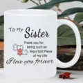 White ceramic coffee mug with sister appreciation text and puzzle graphic for daily use. - Style 2