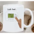White ceramic coffee mug with funny thermostat illustration, perfect office gift cup for dad. - Style 10