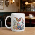 Weißer Keramik Kaffeetasse mit buntem Boho Fuchs Motiv, 11oz Fassungsvermögen Tasse Becher - 301-400ml / Buchstabe F