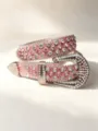 Pink rhinestone belt for women crystal sparkling western bling fashion accessory detail view. - 110cm / Pink