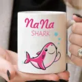 Süße rosa Haifisch Keramik Kaffeetasse mit Name NaNa, perfektes Geschenk für Mädchen und Kinder. - Stil 1
