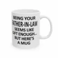 Weißer Keramik Kaffeebecher mit lustigem Text für Schwiegervater, perfektes Weihnachtsgeschenk. - Schwiegervater - 11oz