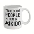 Taza de cafe de ceramica blanca con divertido diseno de aikido para uso diario en oficina. - Estilo 2