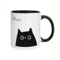 Classic ceramic coffee mug featuring a cute black cat design and text for daily office use. - Style 6