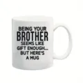 Taza de café de cerámica blanca con impresión de frase divertida como regalo de hermano - Estilo 5