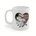 Cute raccoon ceramic coffee mug with floral design, ideal for daily office and home use. - 301-400ml / Style 7
