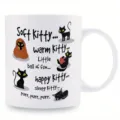 Süße schwarze Katze Keramik Kaffeetasse mit Spruch, perfektes Geschenk für Katzenfreunde. - Stil 13